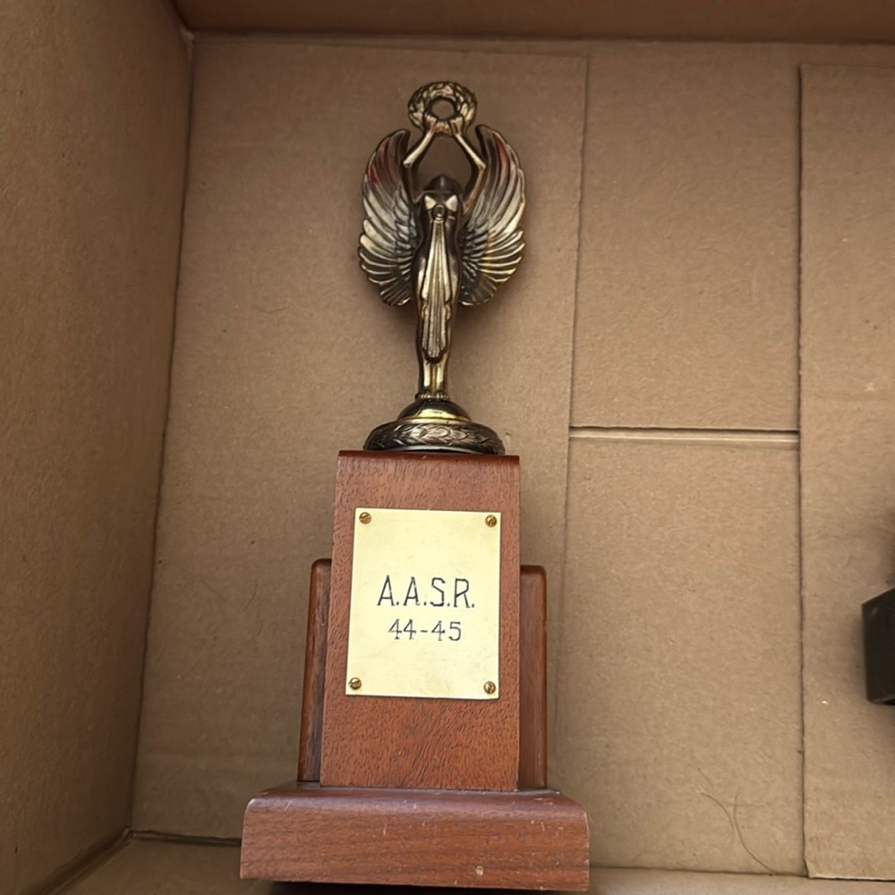 Vintage Art Deco 1940s Trophy with angel Winged Figure w wreath